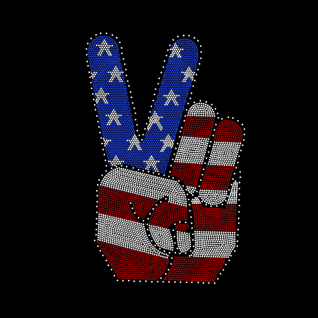 America Peace Sign spangle transfer