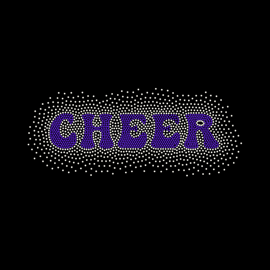 Purple Cheer spangle dtf transfer