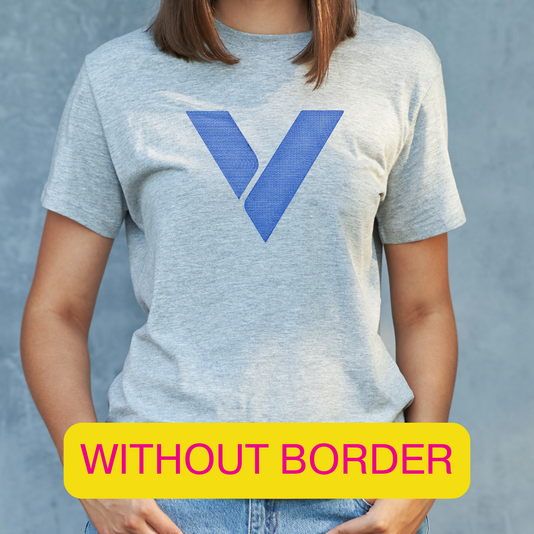 Victory Church spangle transfers on grey shirt without border